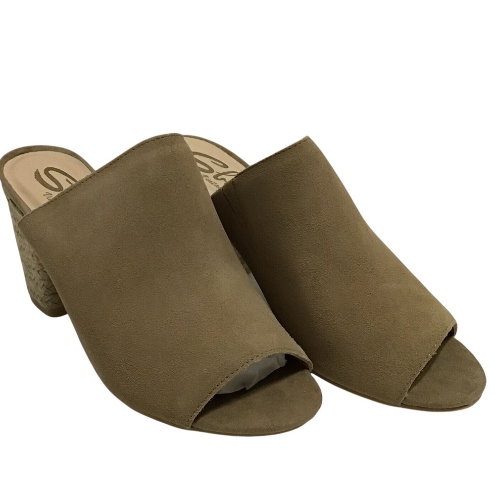 Sbicca Helena Womens Natural Suede Open Toe Blocked Heel Espadrille Size 9